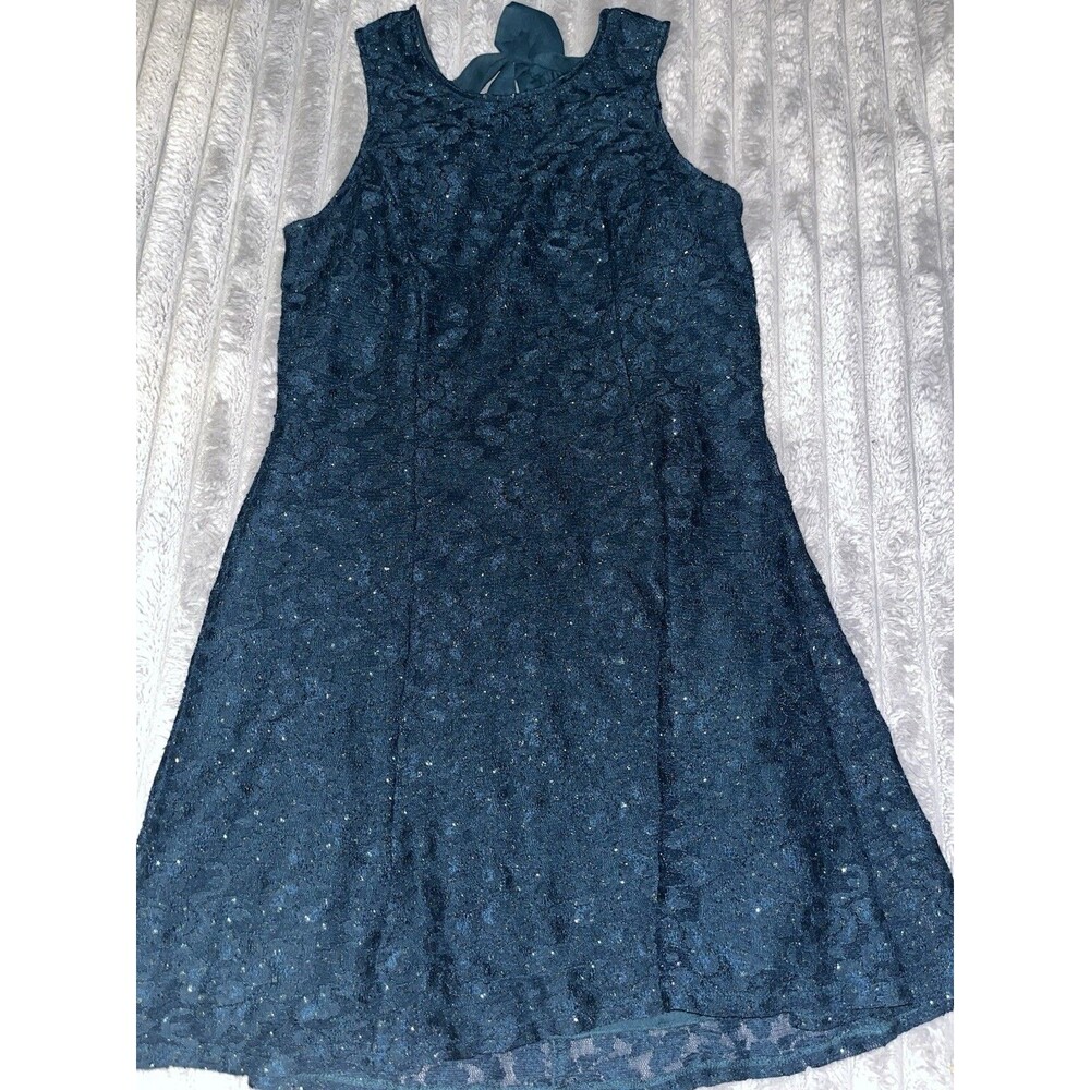 VTG Speechless Blue Sparkly Floral Jacuard XL Pockets Party Dress Fairy Y2K Flow